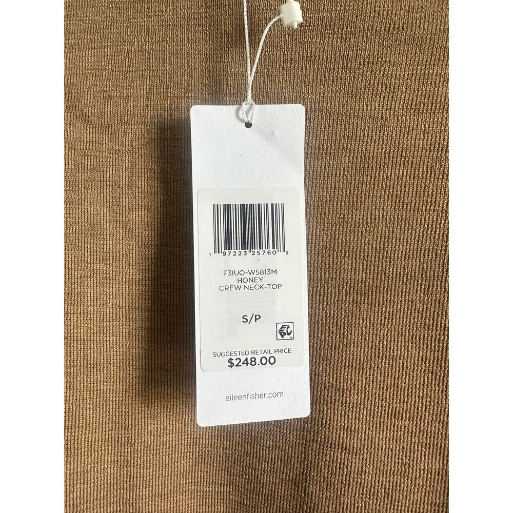 Eileen Fisher NWT 100% Merino Wool Crew Neck Top Sweater in Honey Brown Sz S - Picture 5 of 8